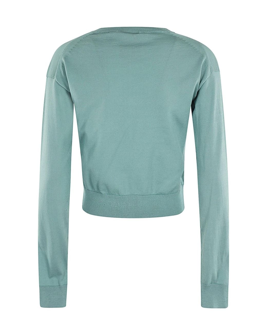 Semicouture Blue V-Neck Long-Sleeved Sweater