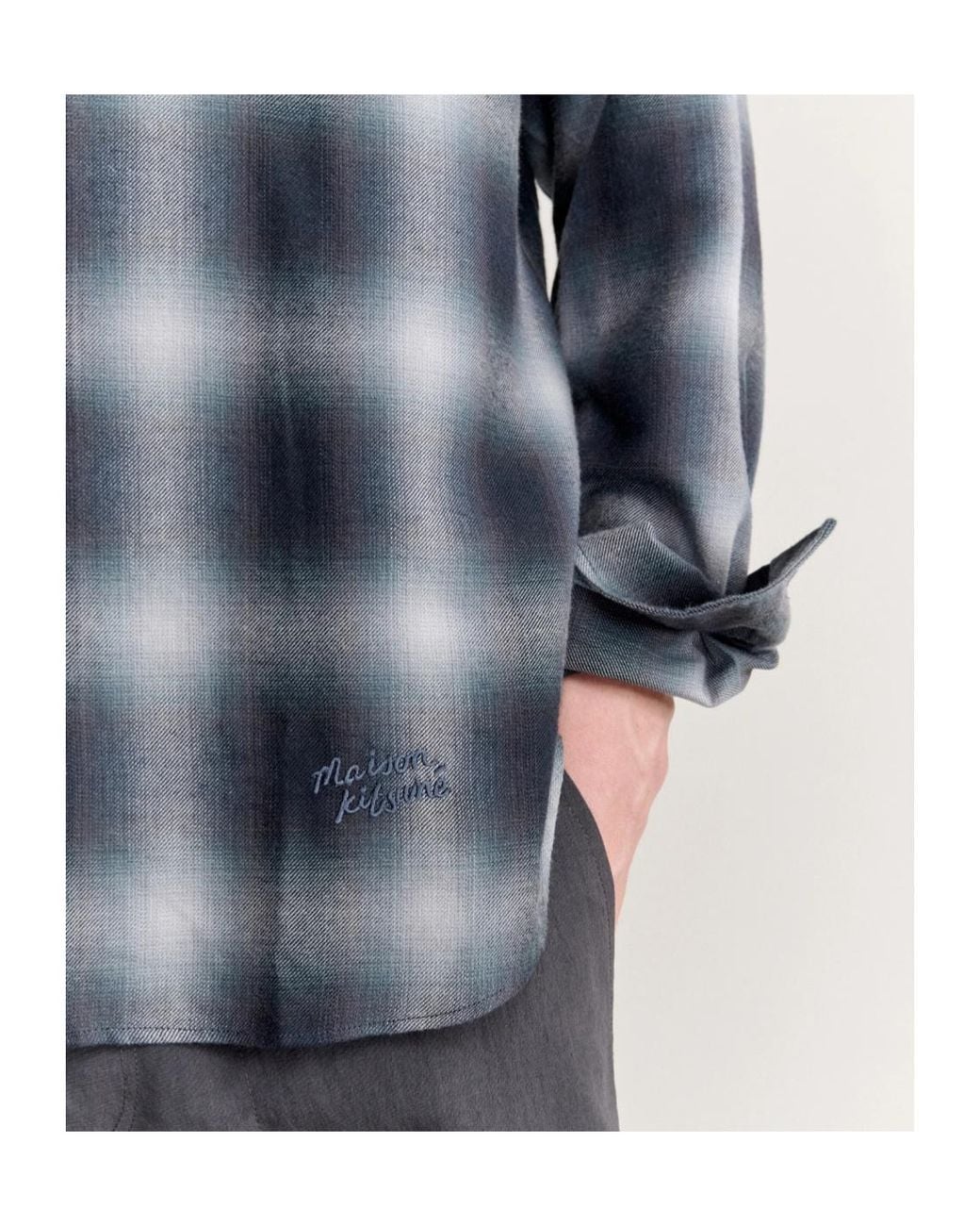 Maison Kitsuné Gray Gradient Check Casual Shirt for men