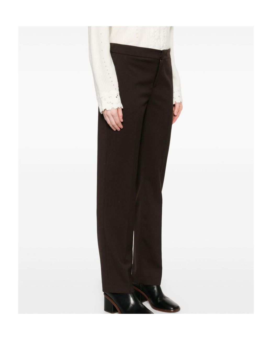 Twinset Gray Straight-Leg Trousers