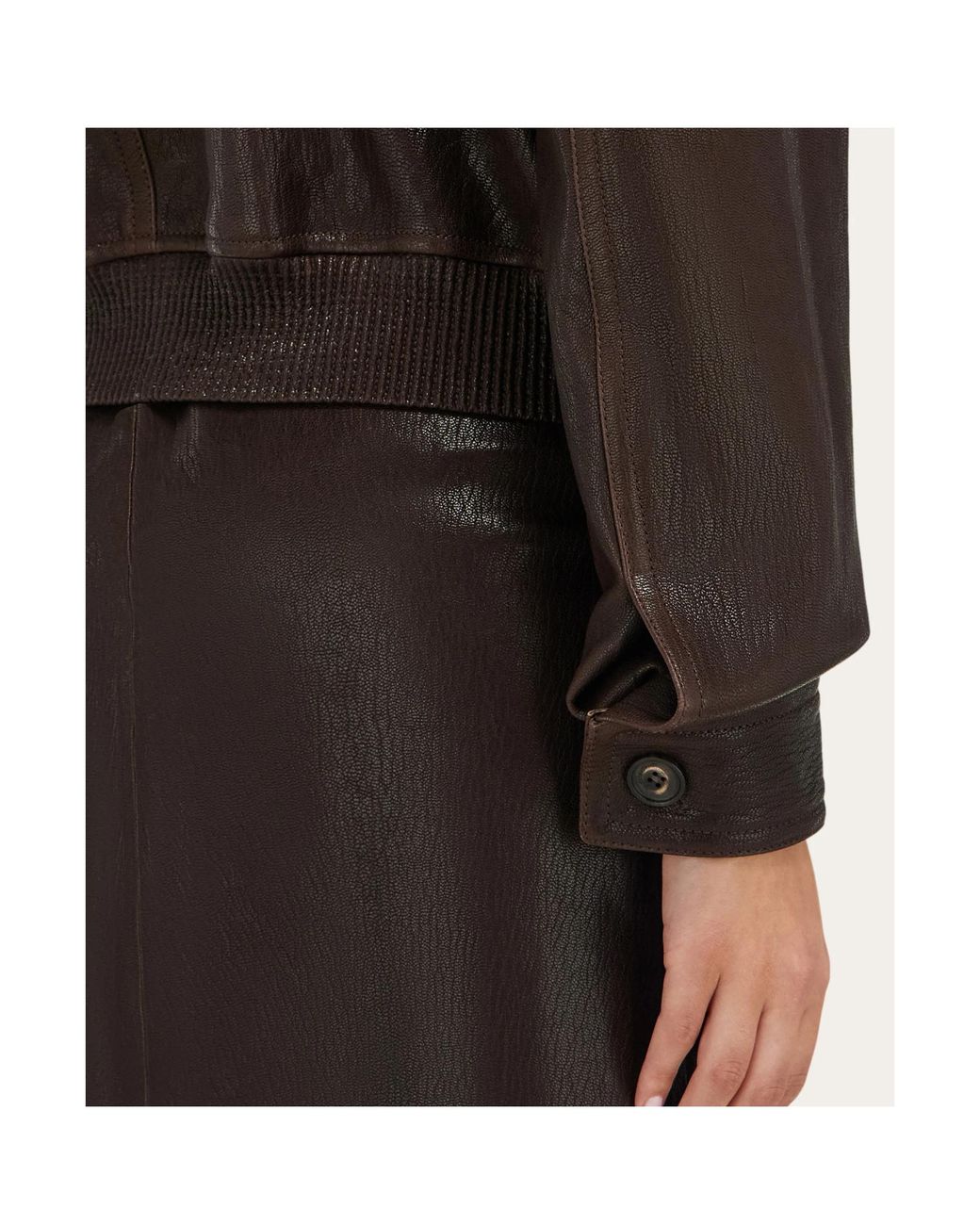 Ferragamo Black Leather Bomber Jacket