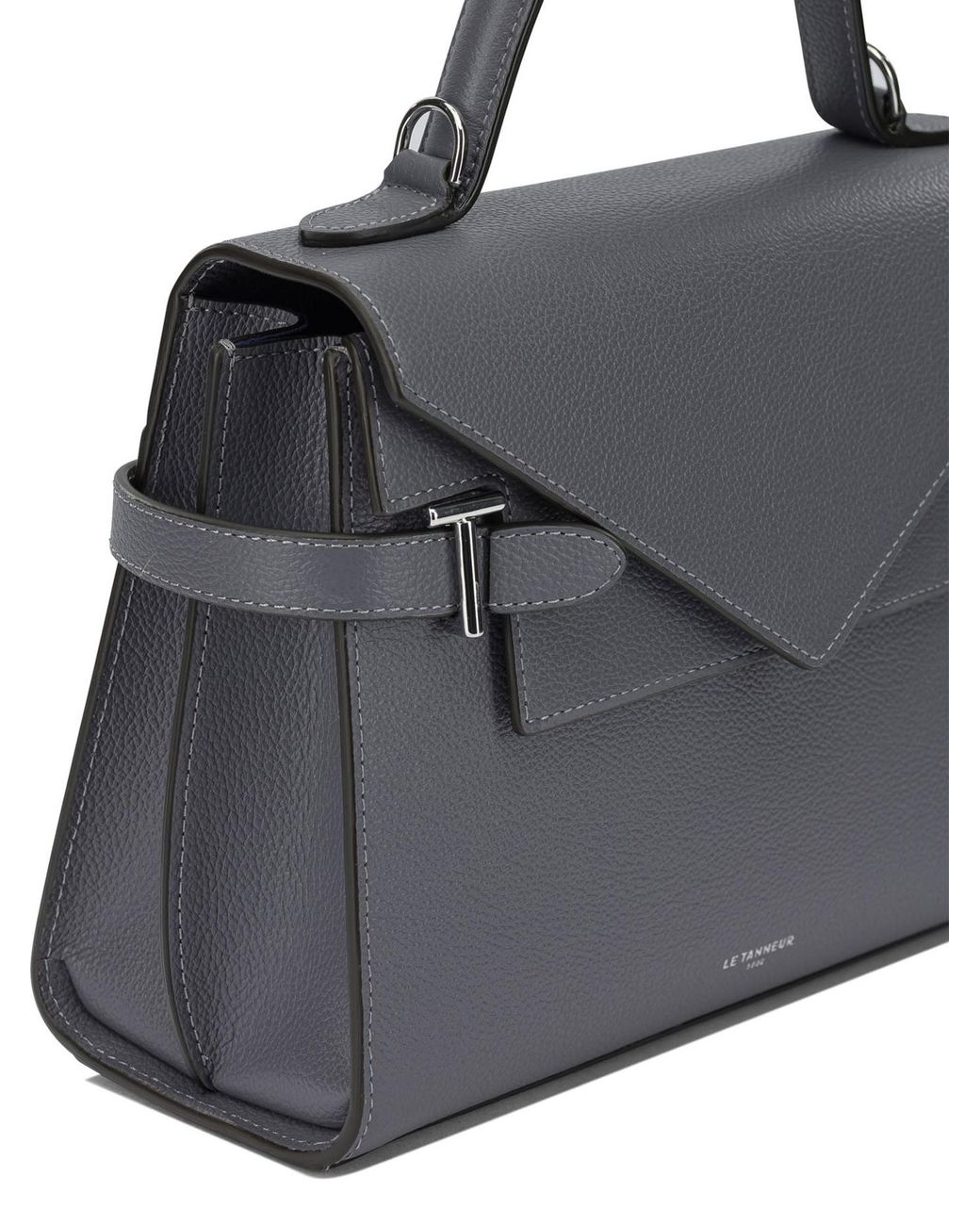 Le Tanneur Gray Structured Flap Shoulder Bag
