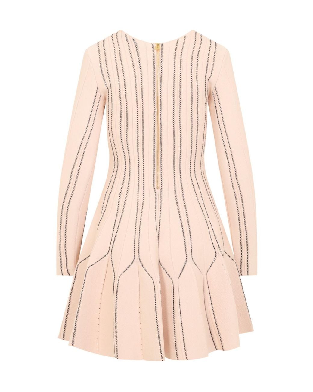 Elisabetta Franchi Natural Dress With Wavy Topstitching Detail