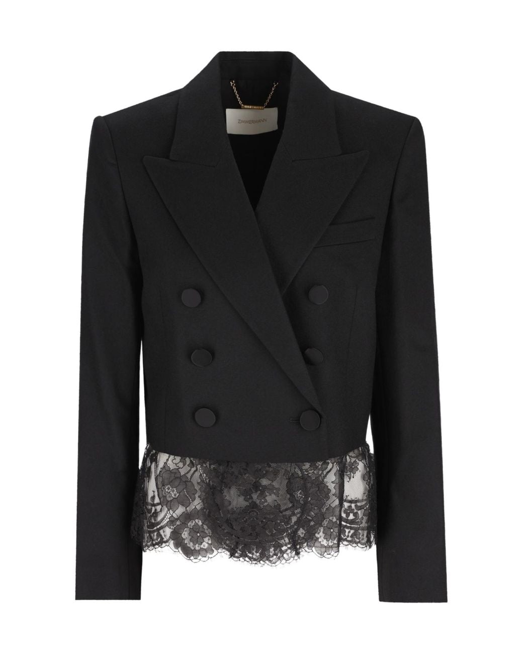 Zimmermann Black Valiant Lace Cropped Blazer