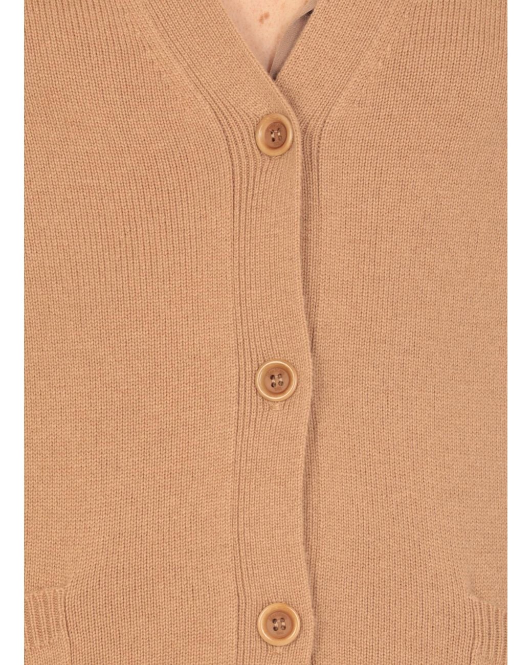 Max Mara Natural Villar V-Neck Long-Sleeved Cardigan