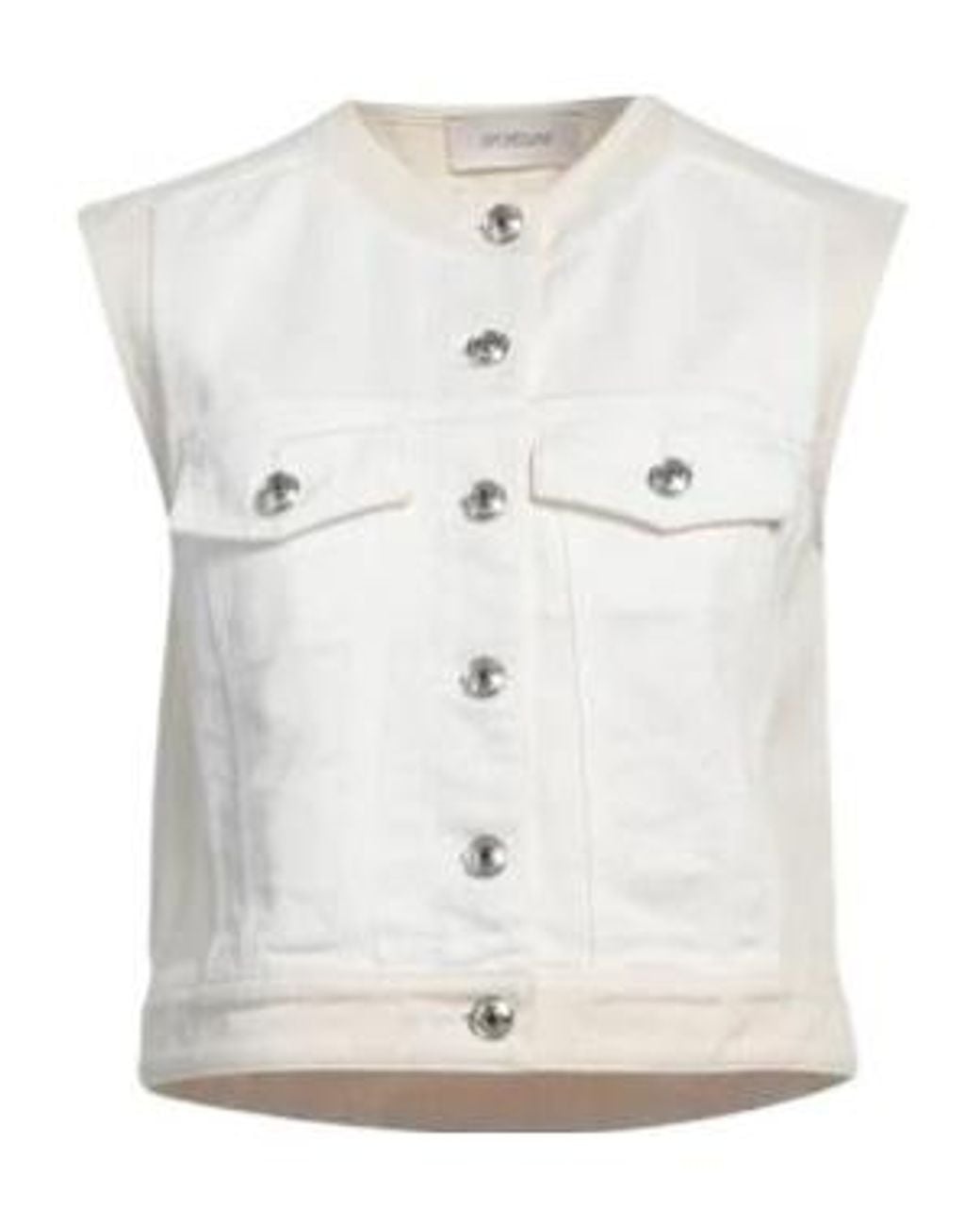 Sportmax White Ivory Denim Outerwear Cotton