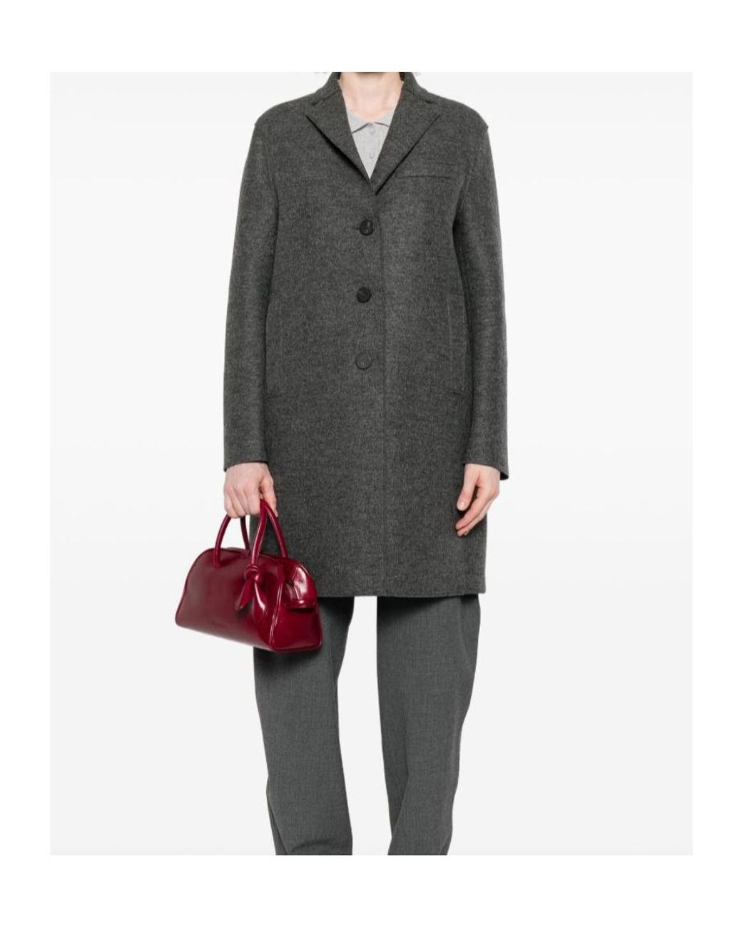 Harris Wharf London Blue Button-Fastening Wool Coat