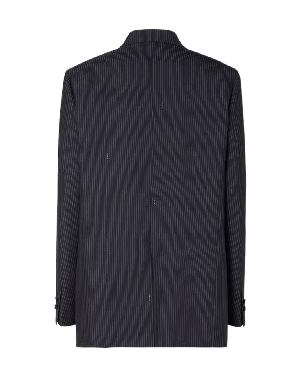 Fendi Blue Pinstriped Button-Up Blazer