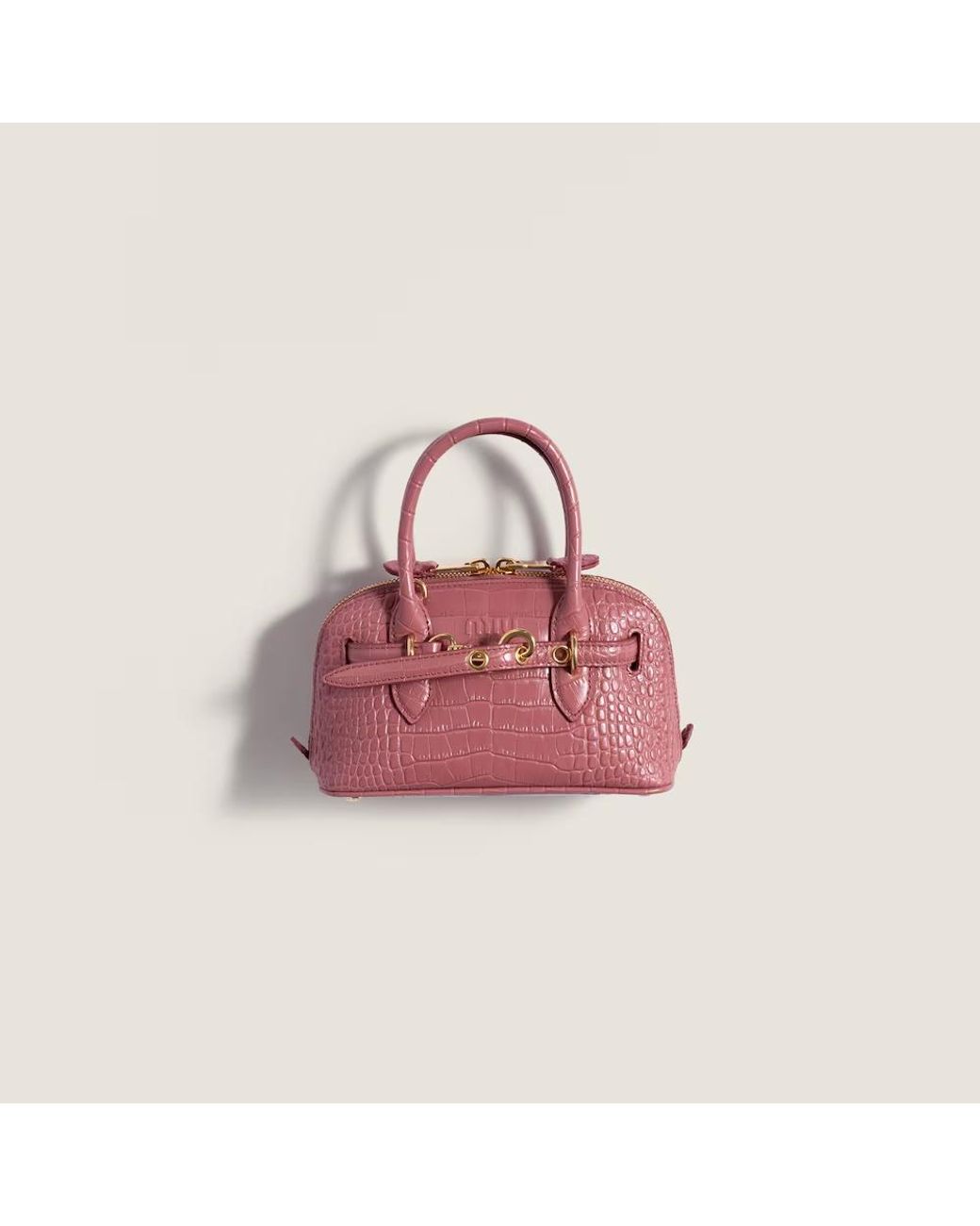 Miu Miu Pink Aventure Crocodile Embossed Calfskin Mini-Bag