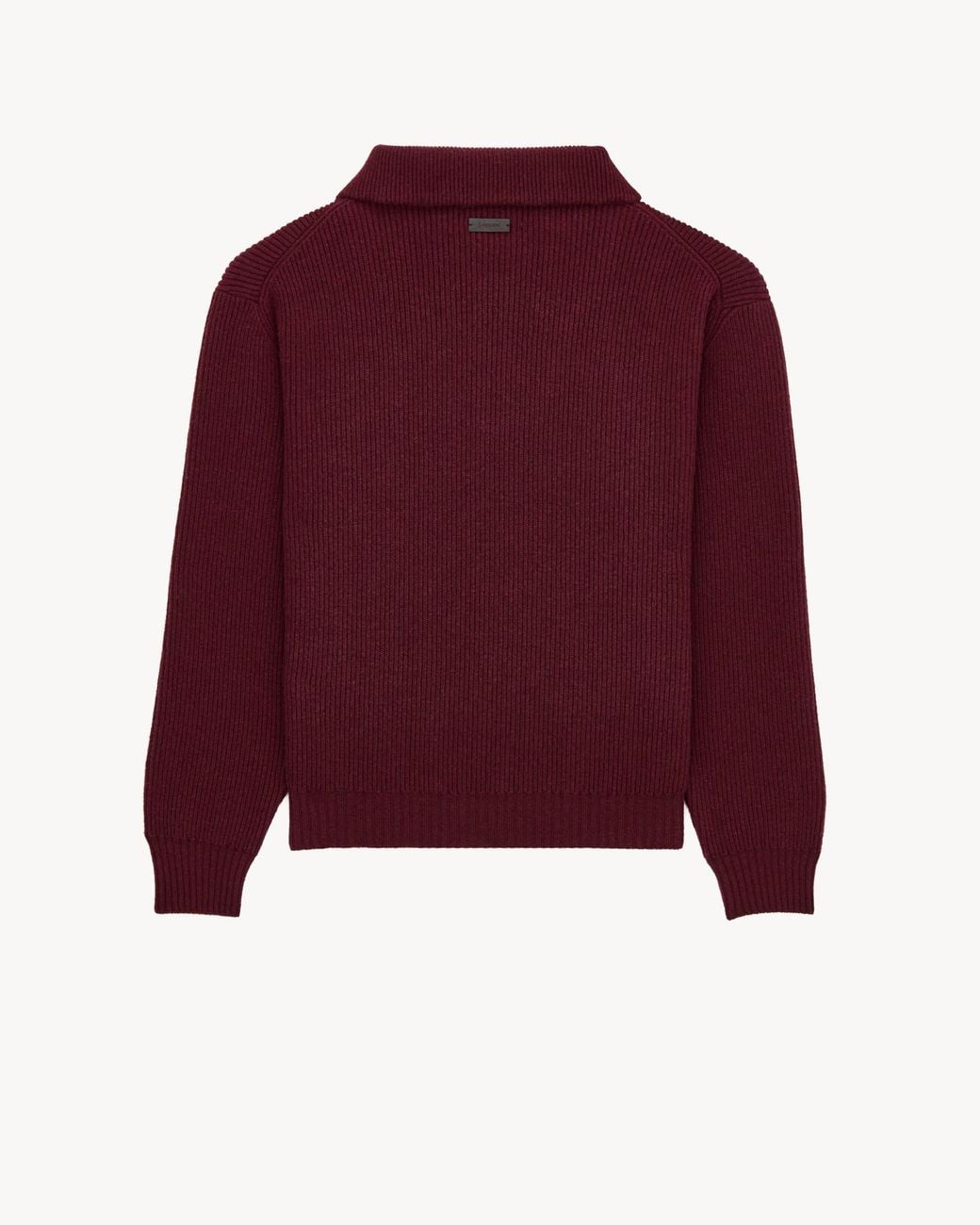 Saint Laurent Red Ribbed Half Zip Knitted Sweater for men