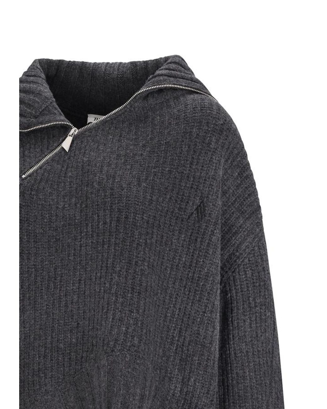 The Attico Black The Zip-Collar Knitted Sweater