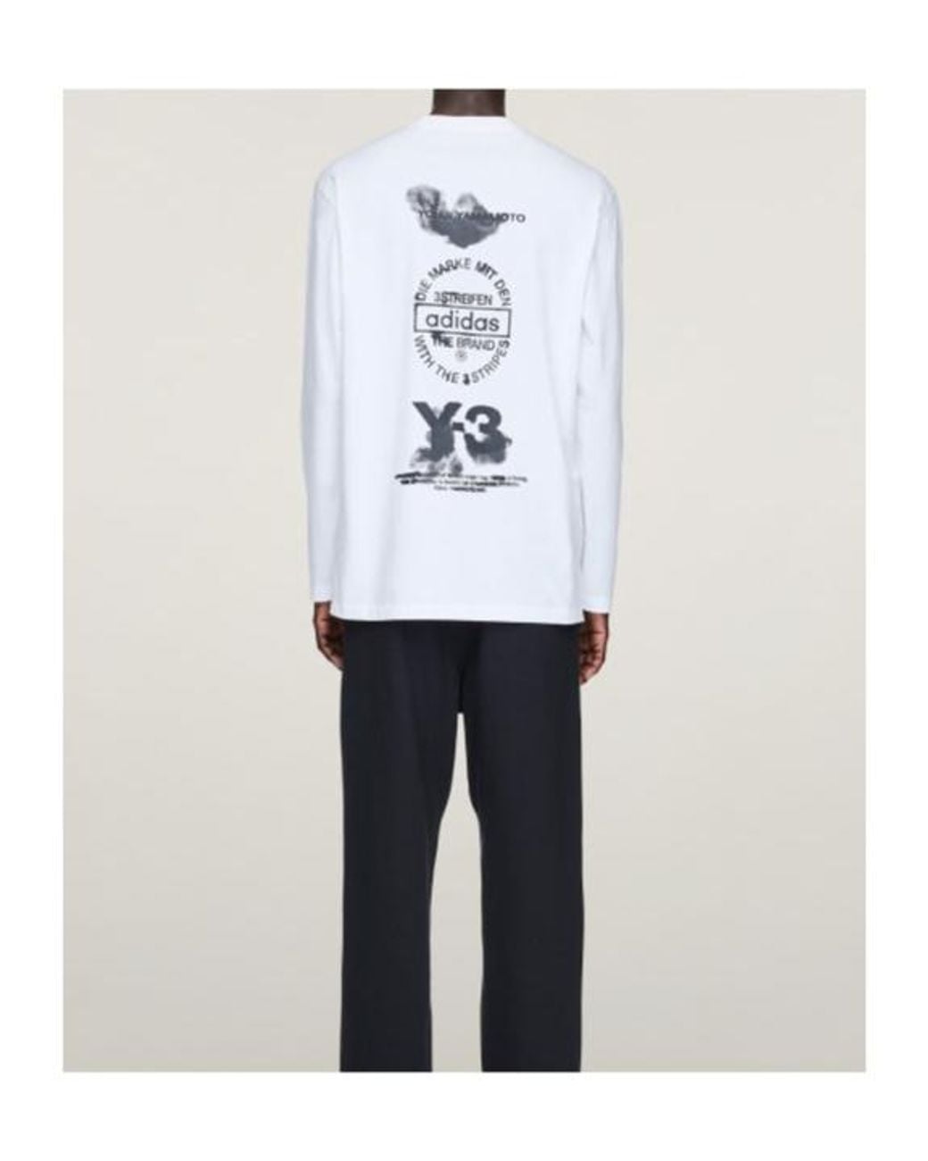 Y-3 White Pattern-Printed Long-Sleeved T-Shirt for men