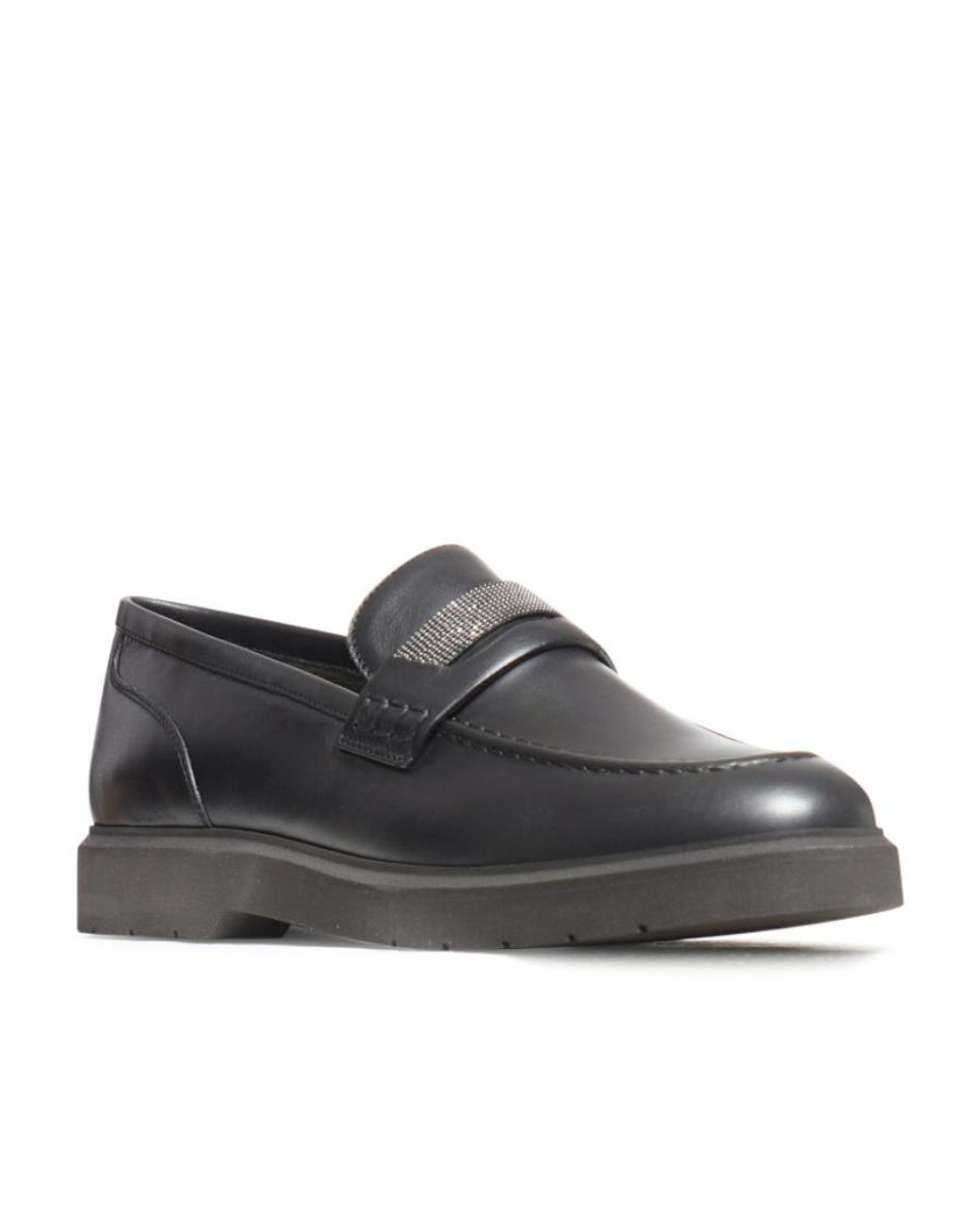 Brunello Cucinelli Gray Embellished Slip-On Loafers
