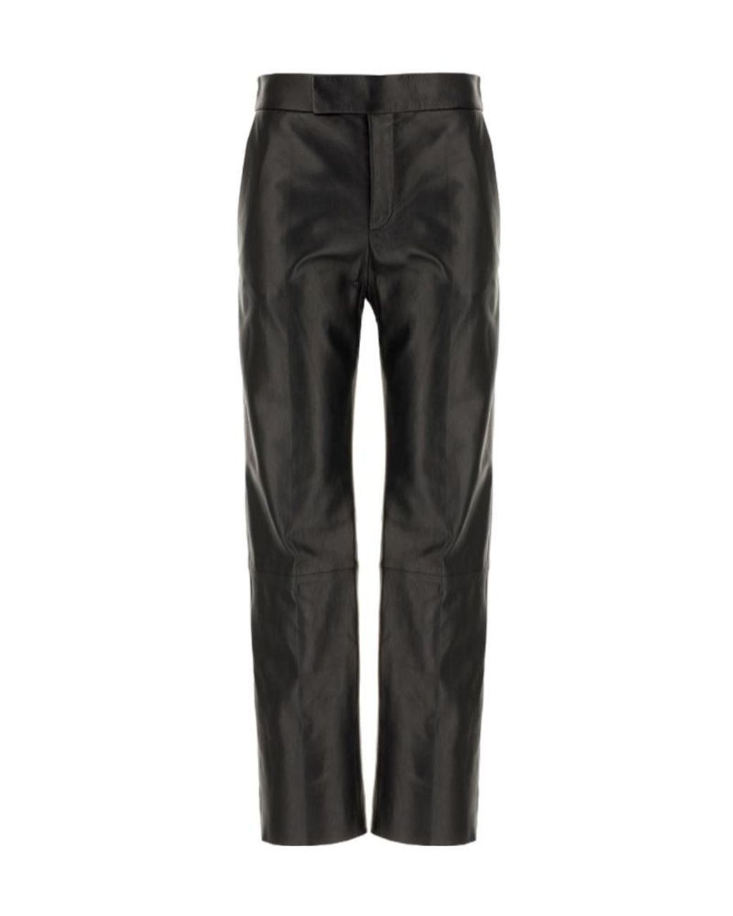 Alberta Ferretti Black Straight-Leg Leather Pants
