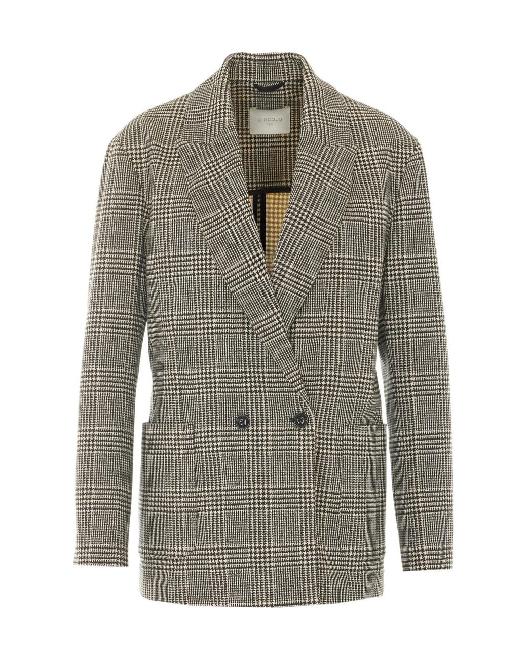 Circolo 1901 Gray Checked Single-Breasted Blazer