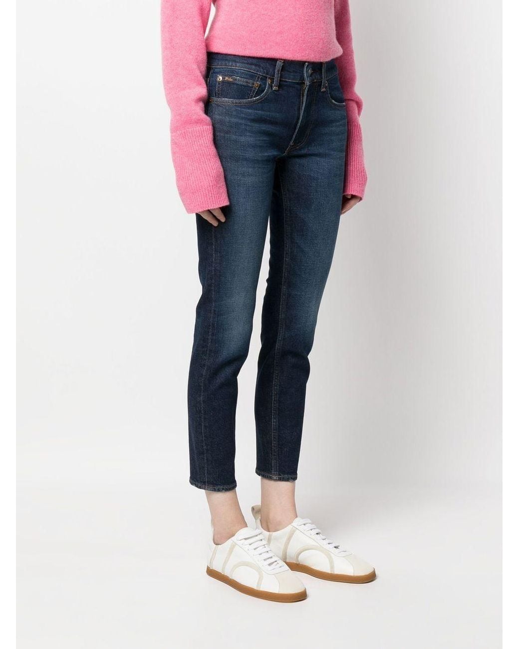 Polo Ralph Lauren Blue Logo Patch Cropped Skinny Jeans