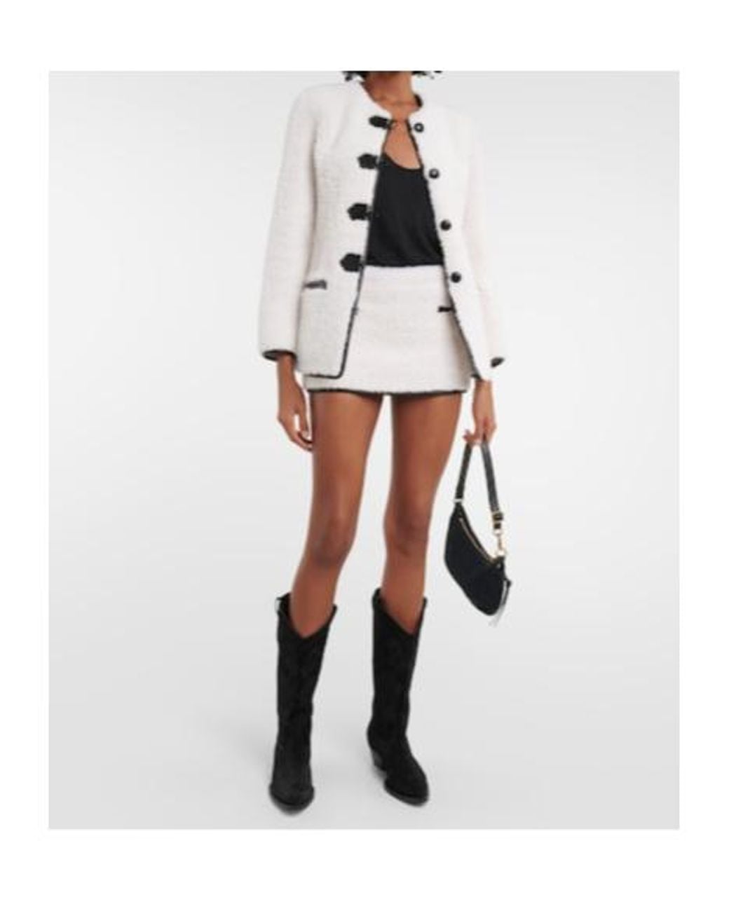 Blancha White Leather-Trimmed Shearling Jacket