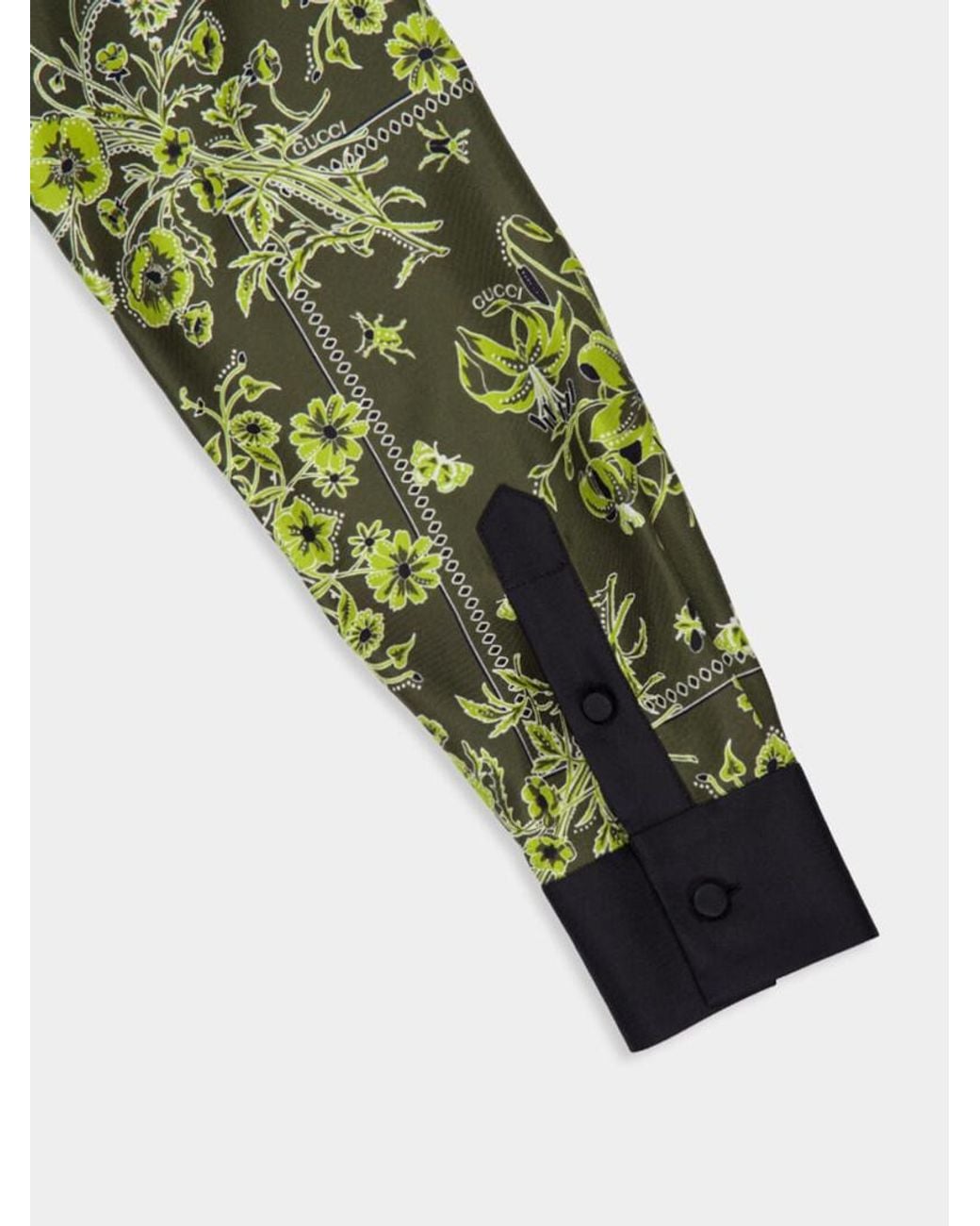 Gucci Green Printed Silk Twill Shirt