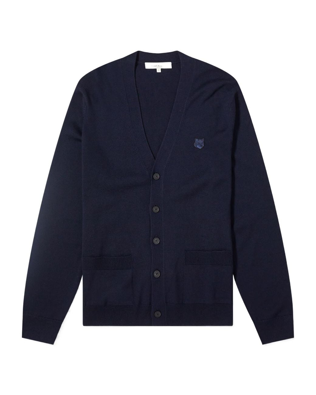 Maison Kitsuné Blue Maison Kitsuné Fox Head Patch Knit Cardigan for men