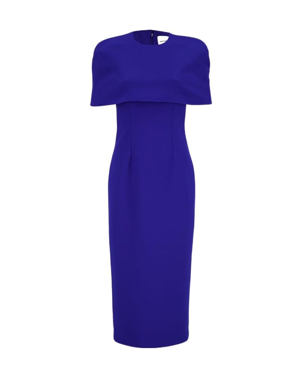 Roland Mouret Blue Cape-Overlay Crepe Midi Dress