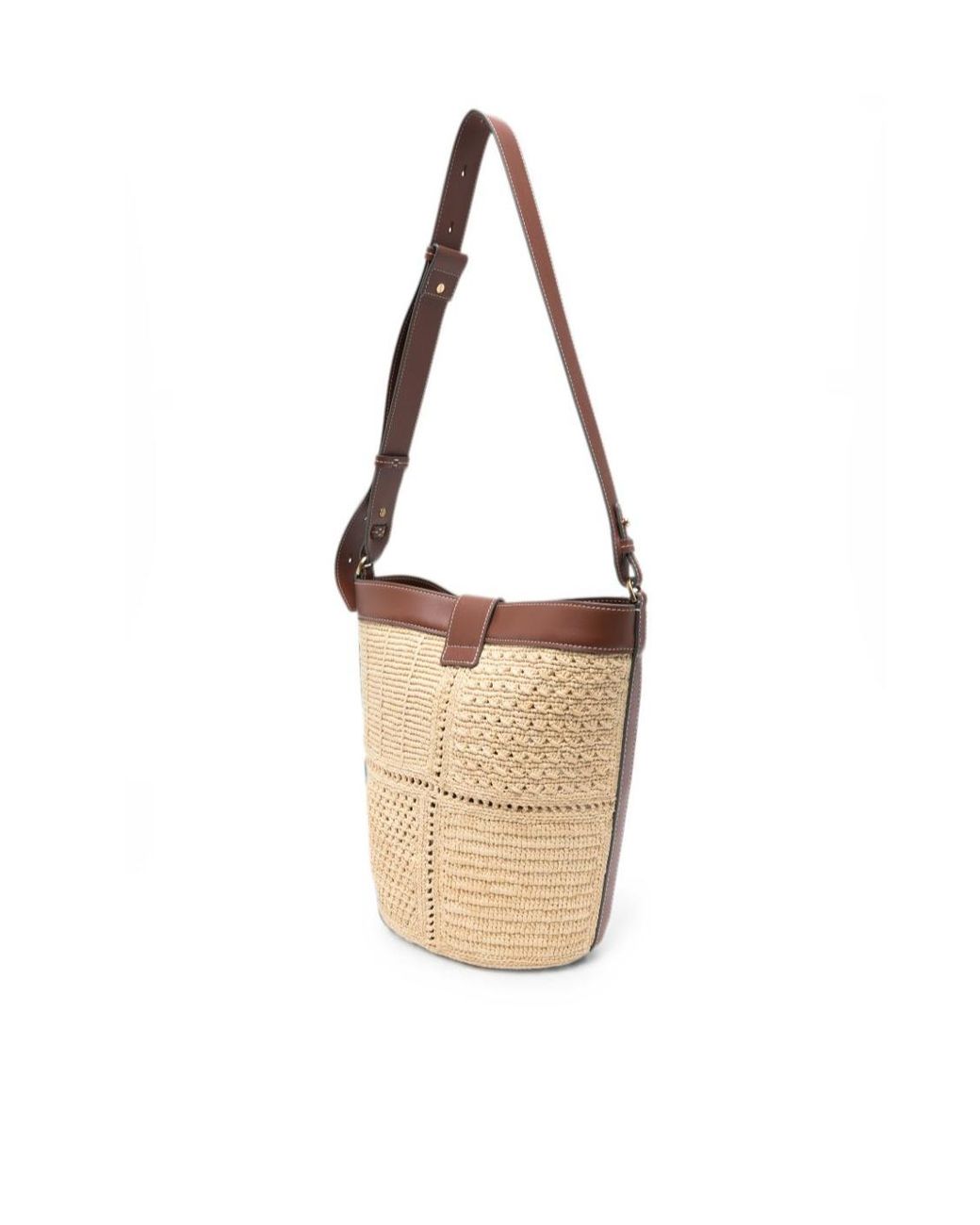 Anya Hindmarch White Patchwork Leather-Trim Bucket Bag