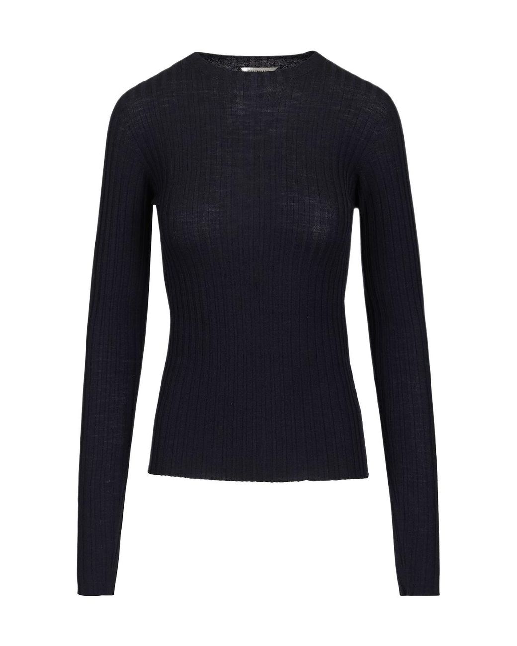 Balenciaga Blue Crewneck Ribbed-Knit Jumper