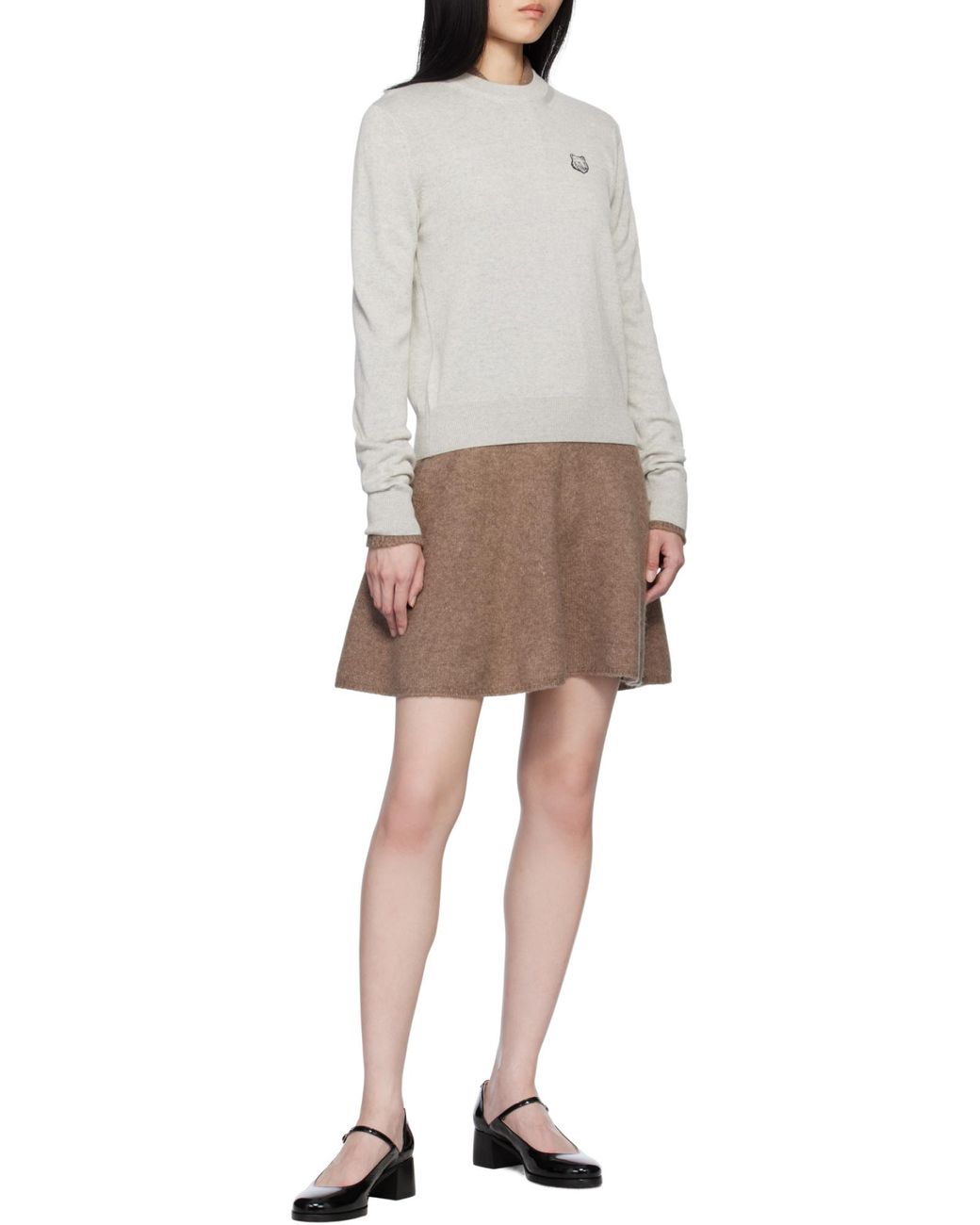 Maison Kitsuné Gray Maison Kitsuné Fox Head Patch Knitted Jumper
