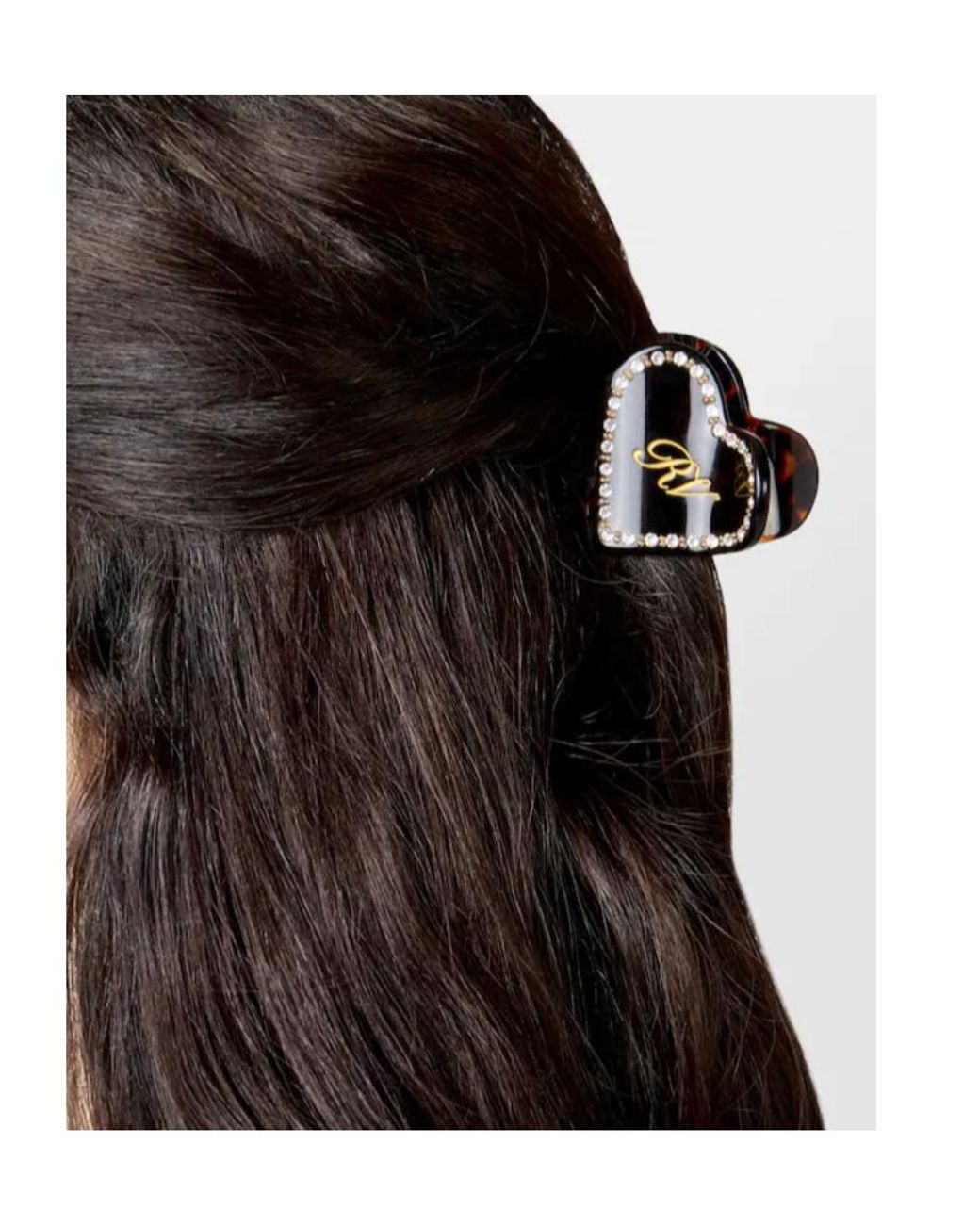 Roger Vivier Black Heart-Shaped Crystal-Embellished Hair Clip