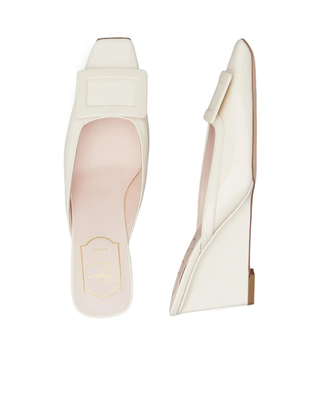 Roger Vivier Natural Belle Vivier Wedge Mules