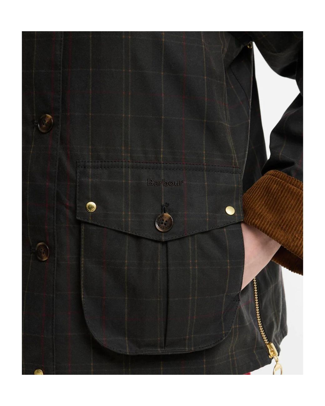 Barbour Black Marena Check Waxed Jacket