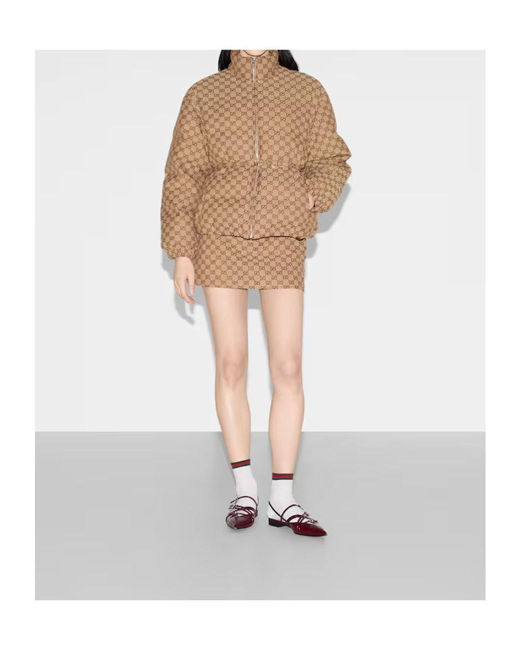 Gucci Brown Gg Zip-Up Bomber Jacket