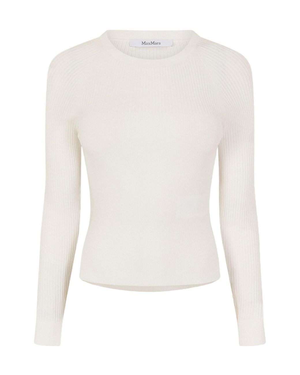 Max Mara White Long-Sleeved Knit Sweater