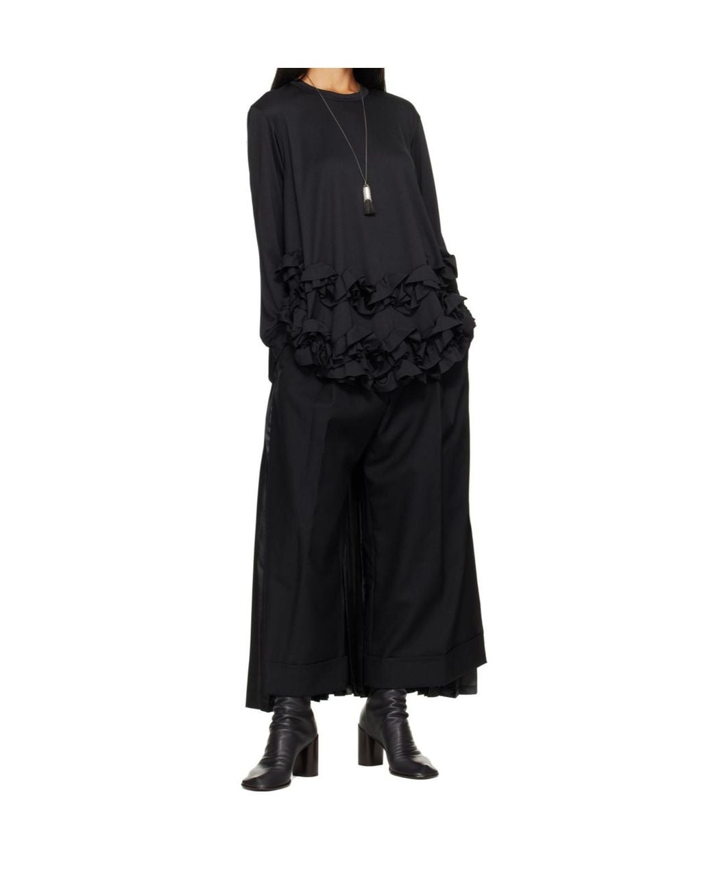 Comme des Garçons Black Long-Sleeve Ruffle Top