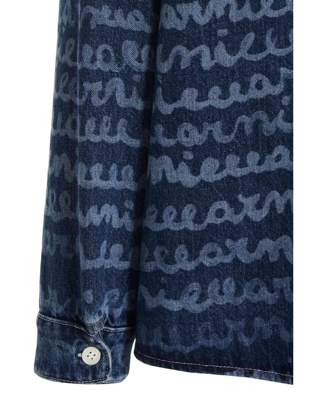 Marni Blue Logo Printed Buttoned Denim Shirt for men