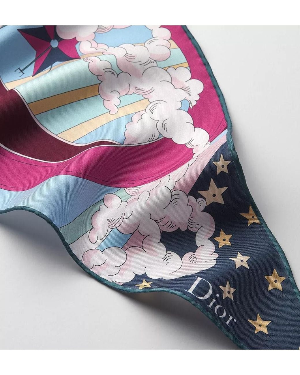Dior Blue Pointed Silk Scarf
