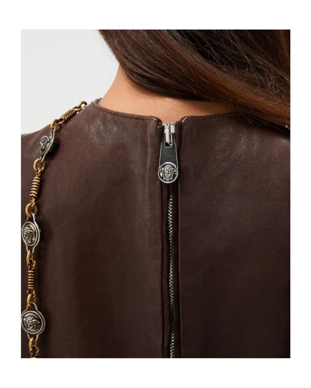 Versace Brown Panelled Sleeveless Mini Dress