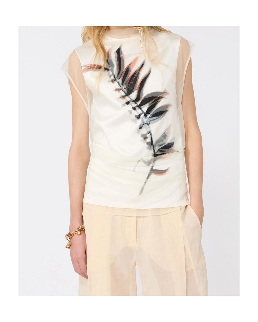 Sportmax White Genero Printed Sleeveless Top