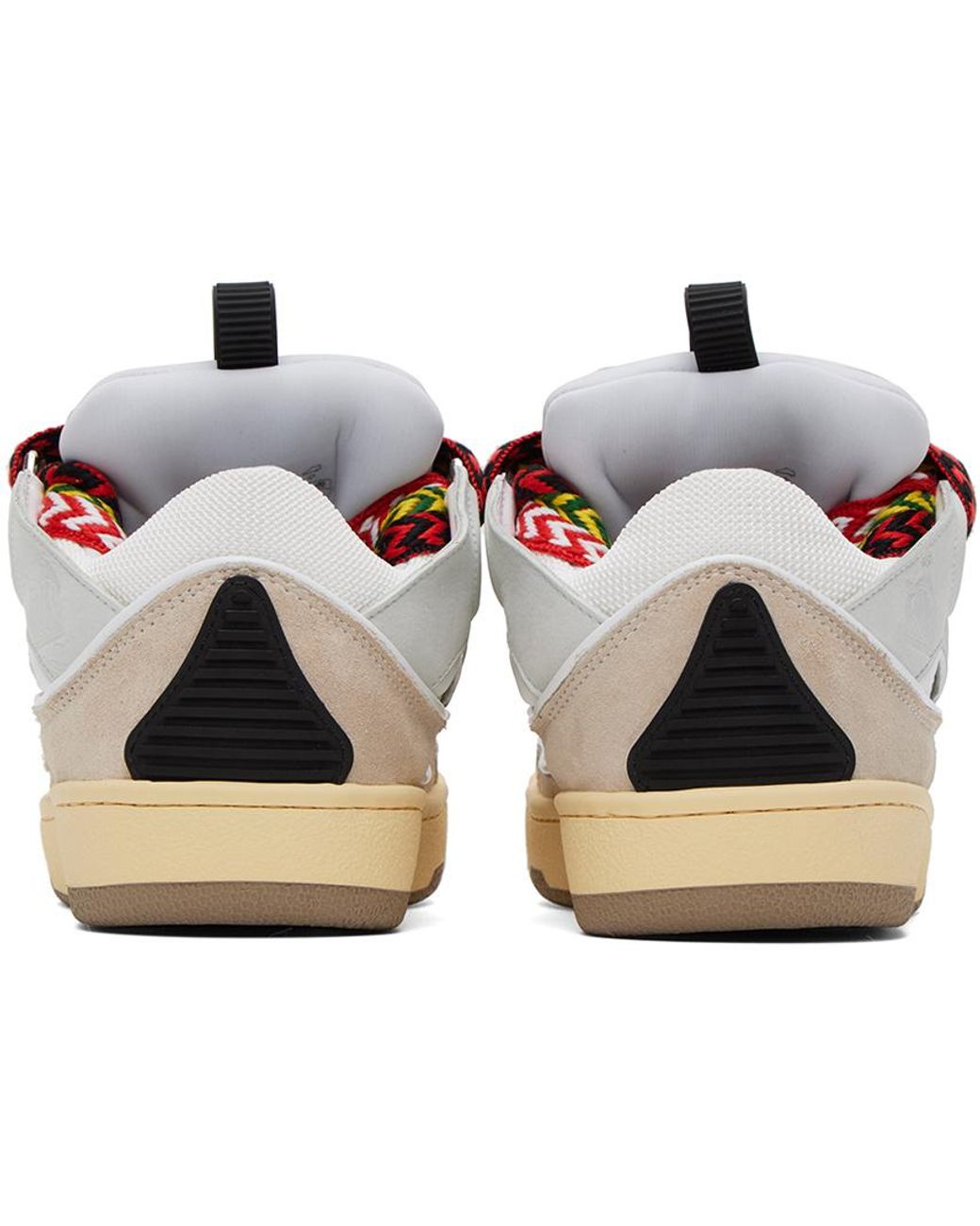 Lanvin Natural Curb Panelled Lace-Up Sneakers