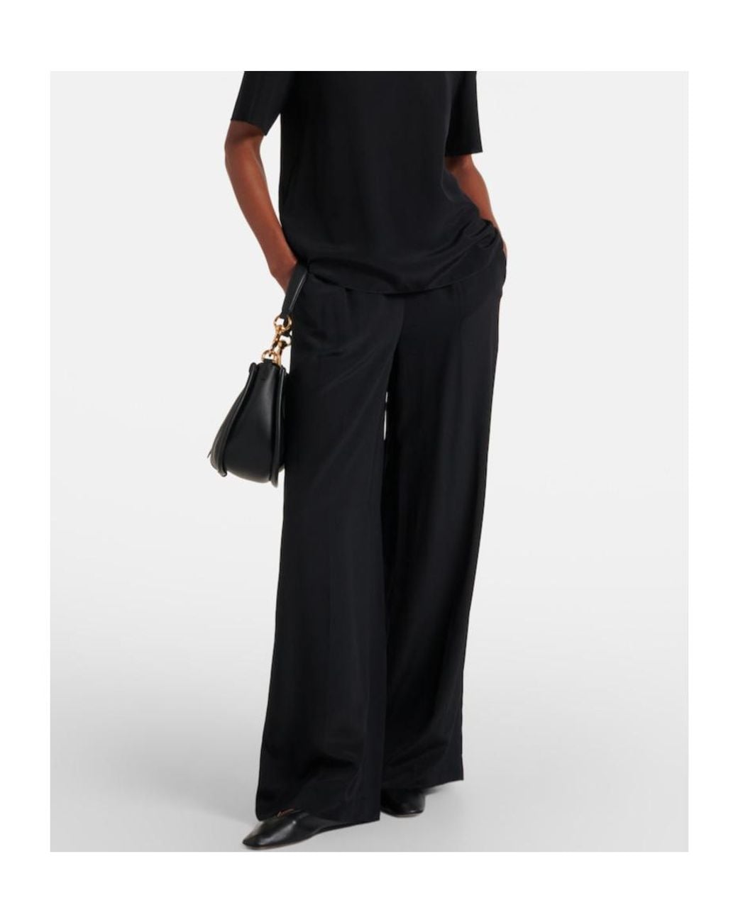 Joseph Black Hulin Silk Crepe De Soie Wide-Leg Pants