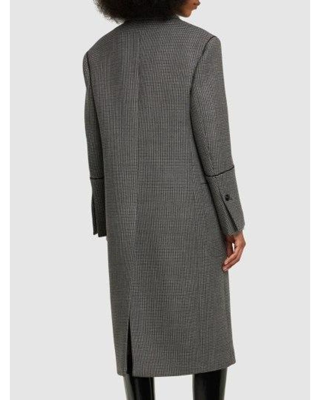 Ferragamo Gray Long-Sleeved Houndstooth Coat