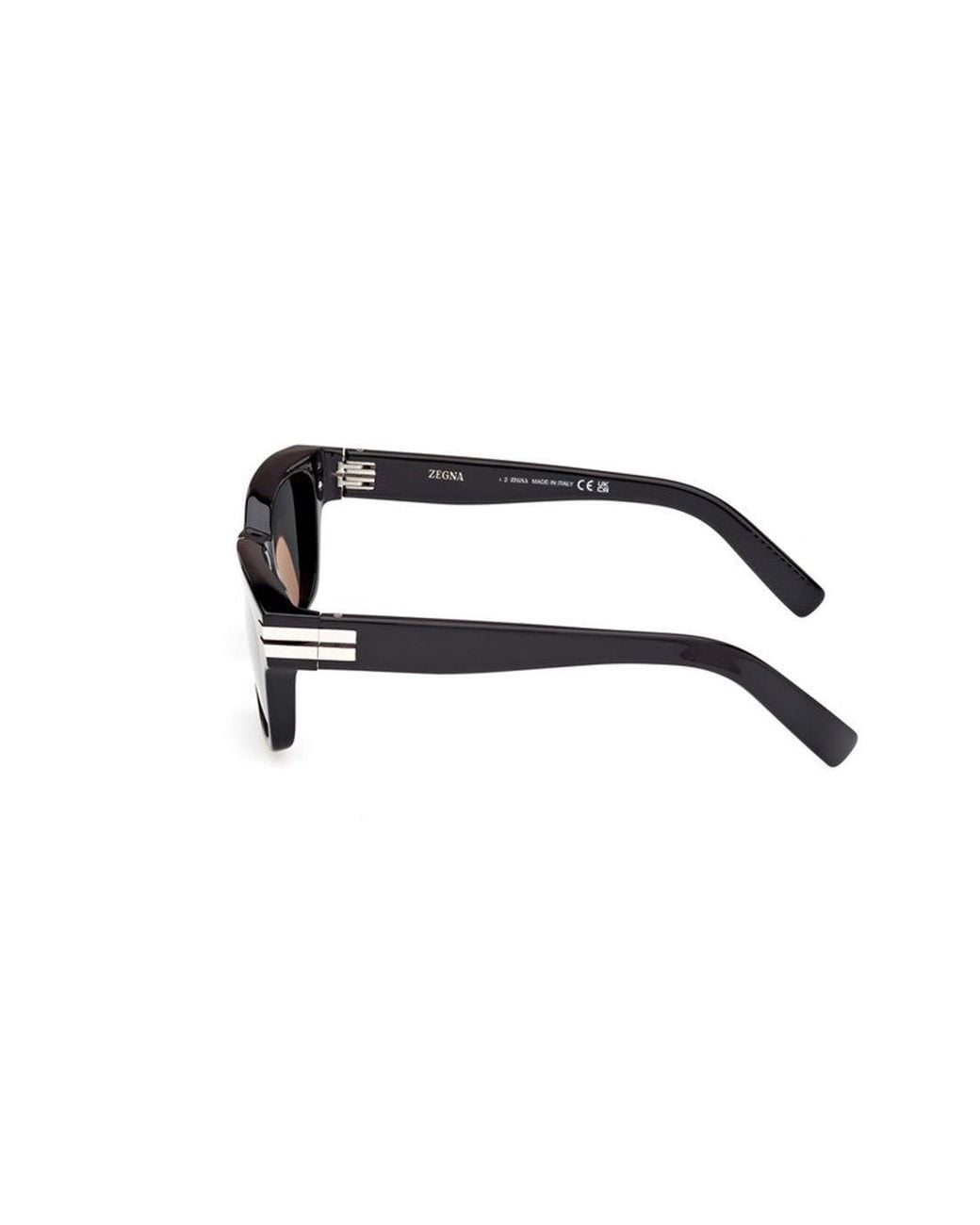 Zegna Black Rectangle Frame Sunglasses for men