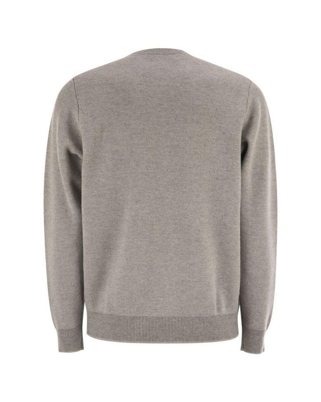 Peserico Gray Ribbed Crew-Neck Sweater for men