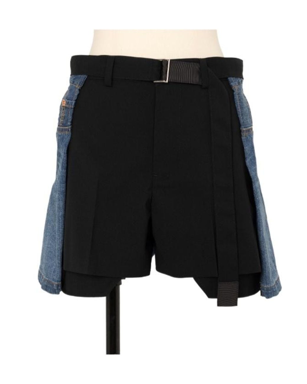 Sacai Black Belted Denim Shorts