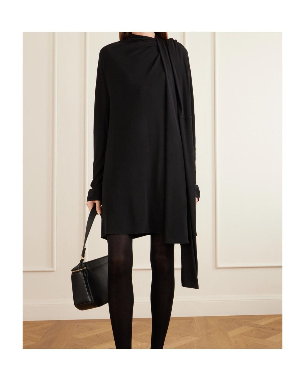 Totême Black Totême Draped Long-Sleeve Dress