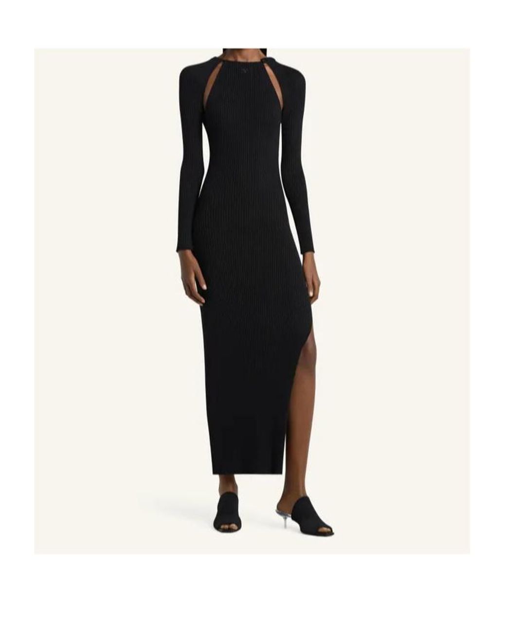 Courreges Black Cut-Out Ribbed Long Dress