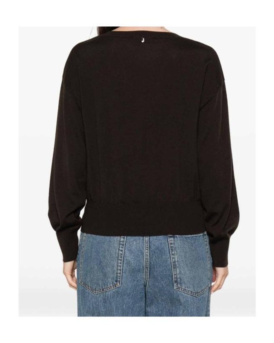 Liu Jo Black Crystal-Embellished V-Neck Sweater