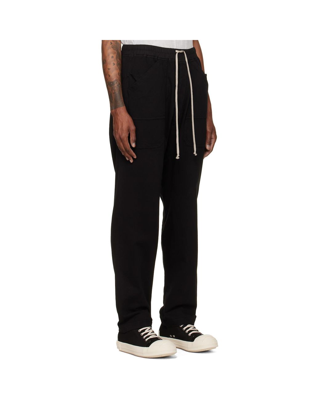 Rick Owens Black Drawstring Trousers for men