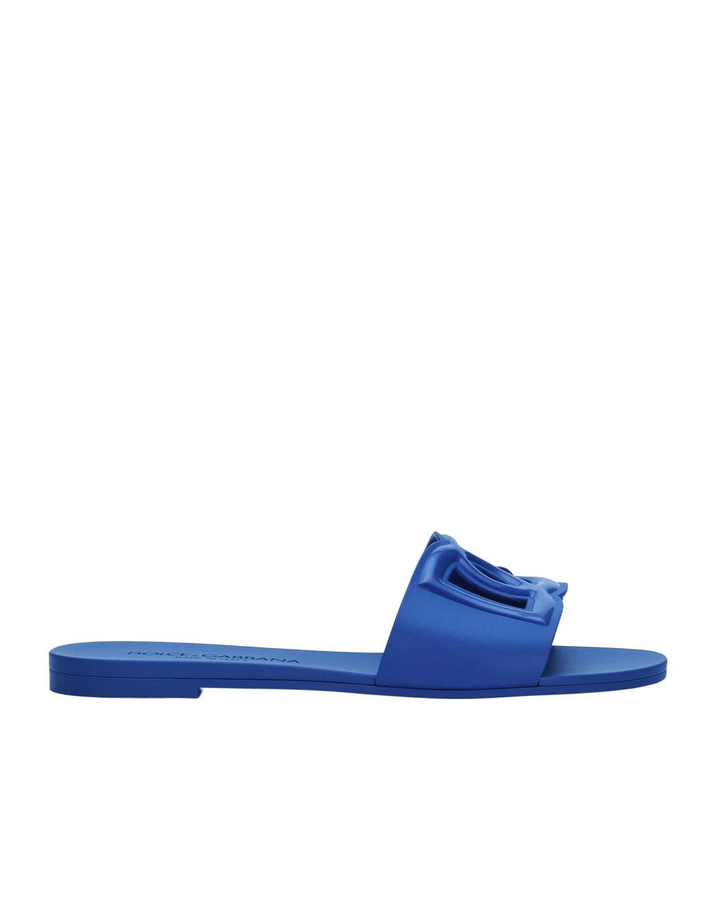 Dolce & Gabbana Blue Logo Cut-Out Open-Toe Slides