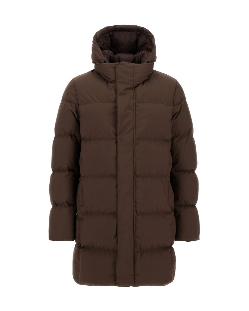 Herno Brown Hooded Down Jacket for men