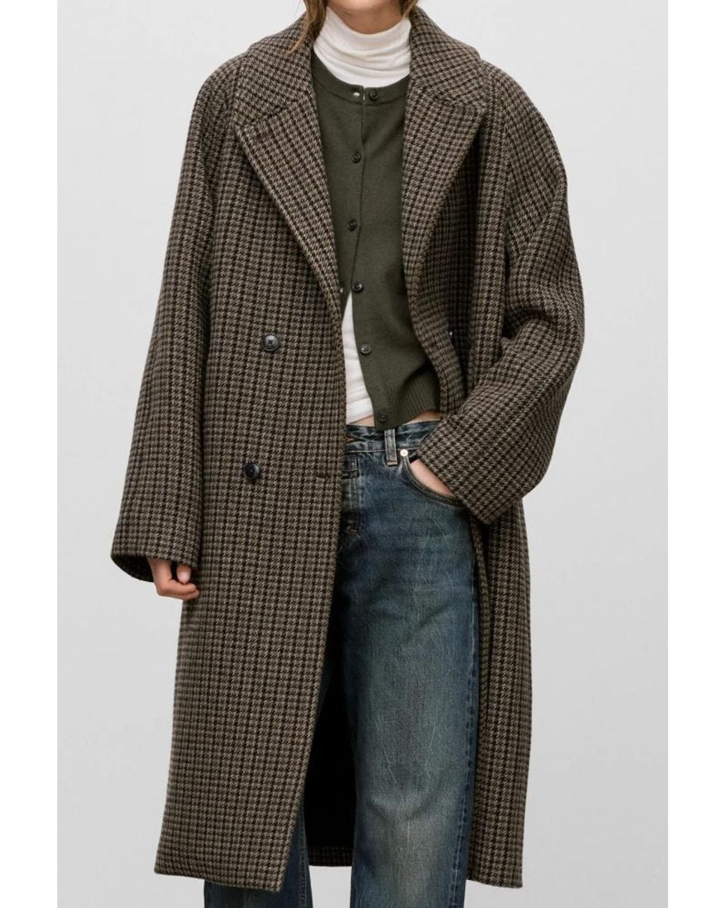 Closed Black Double-Breasted Wool-Blend Coat