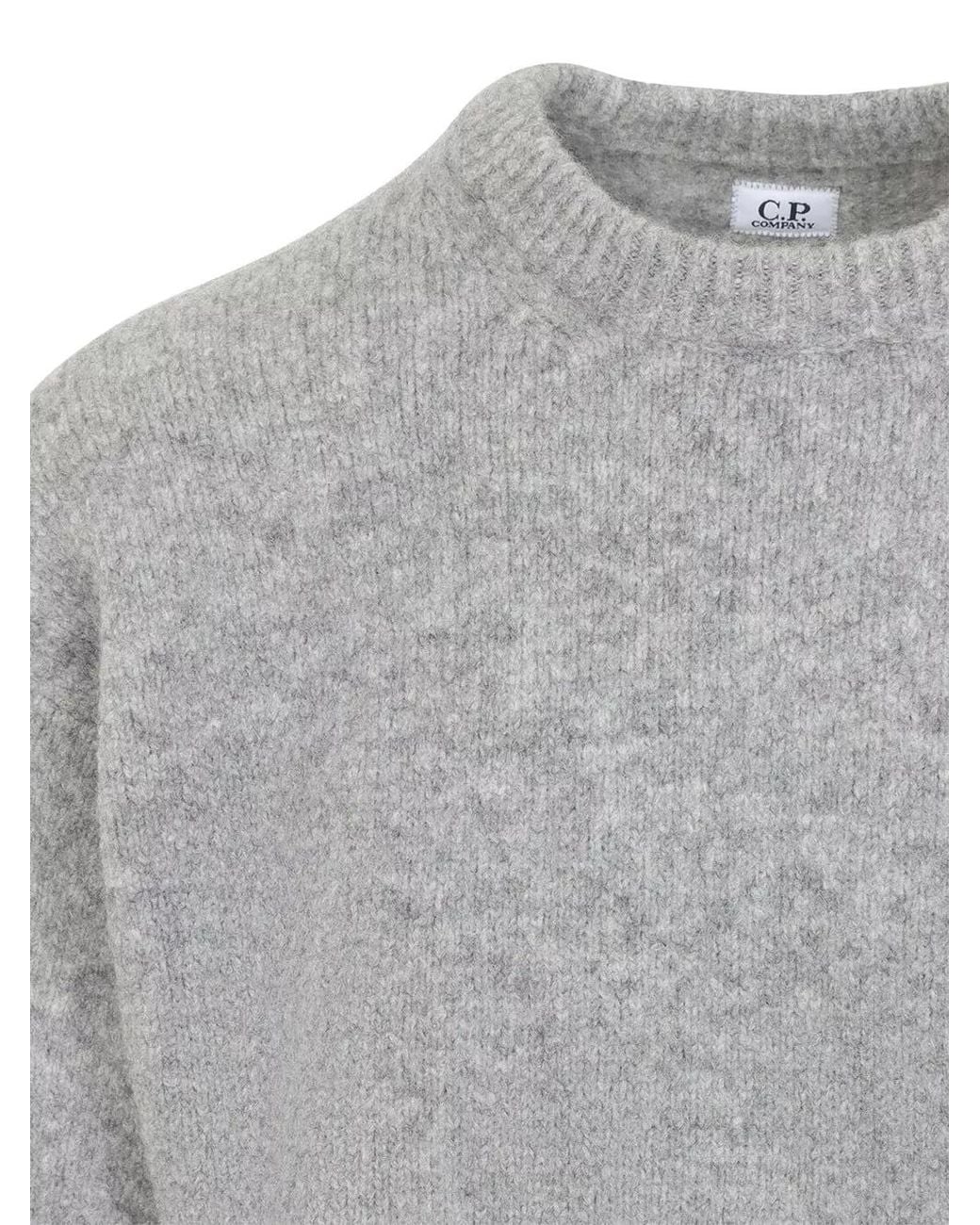 C P Company Gray Crew-Neck Long-Sleeve Knit Top for men